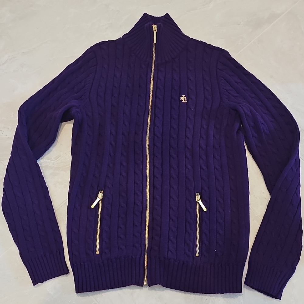 Polo Ralph Lauren Purple Cable Knit Women's Cardigan